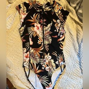 Elegant Black One-Piece Swimsuit / Surf Suit